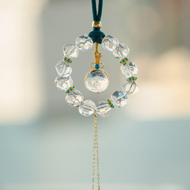 Buddha Stones White Crystal Deer Gourd Protection Car Hanging Decoration - White Crystal Deer - image 0