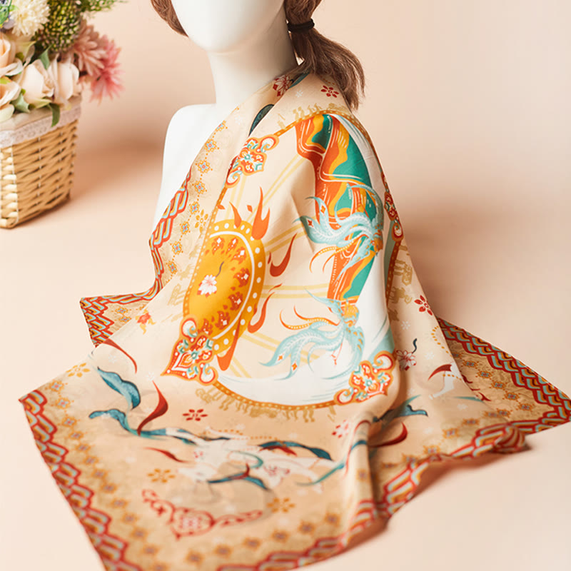 Buddha Stones Dunhuang Riyue Mountain 100% Mulberry Silk Scarf Dunhuang Shawl - image 1