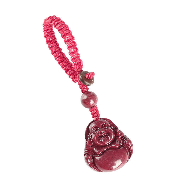 Buddha Stones Laughing Buddha Cinnabar Blessing Necklace Pendant Phone Hanging Decoration Key Chain - image 10