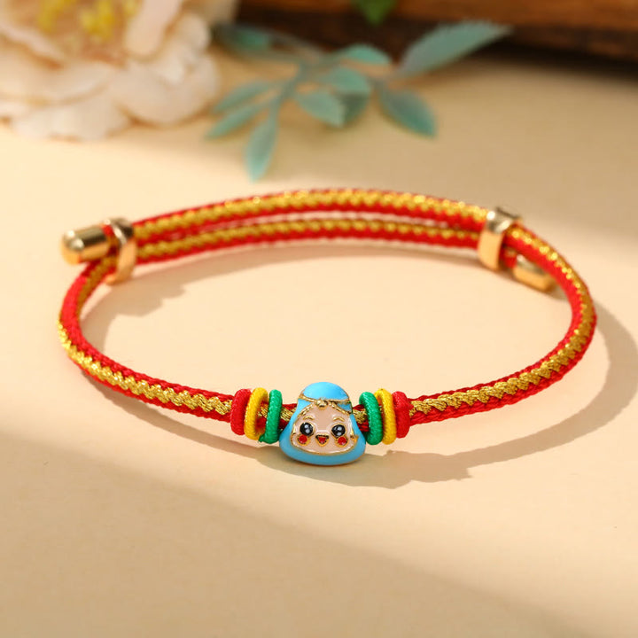 Buddha Stones Colorful Rope Zongzi Pattern Luck Handmade Child Adult Bracelet - Golden Red Rope-Single Zongzi(Blue)(Wrist Circumference 12-20cm) - image 17