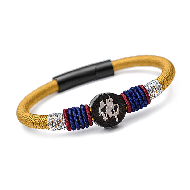 Buddha Stones Buddha Character Ebony Handcrafted Rope Bracelet - Khaki - 18cm - image 11