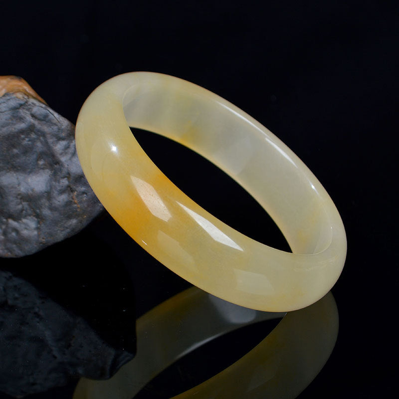 Buddha Stones Natural Golden Silk Jade Luck Wealth Bracelet Bangle - 62mm - image 0