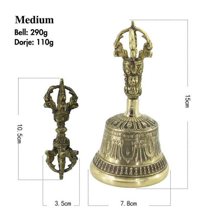 Buddha Stones Tibetan Meditation Bell and Vajra Dorje Copper Balance Handmade Decoration Set - Medium - image 3