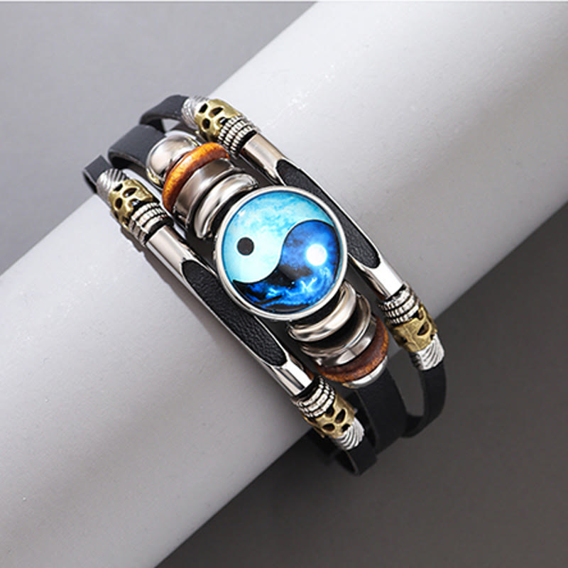Buddha Stones Yin Yang Leather Balance Bracelet - image 3