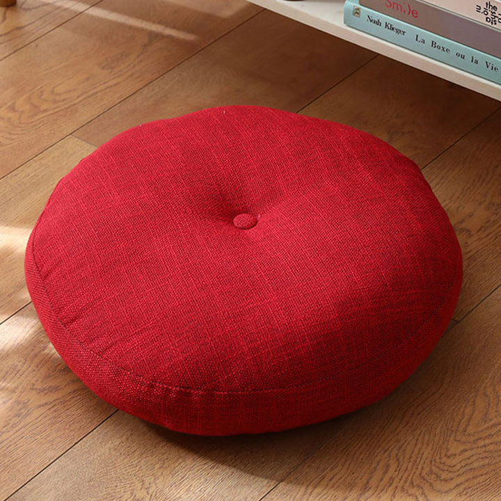 Buddha Stones Lotus Simple Pattern Linen Meditation Seat Cushion Home Living Room Decoration - Detachable - Approx. 40cm × 10cm (slight variation possible) - Crimson - image 17