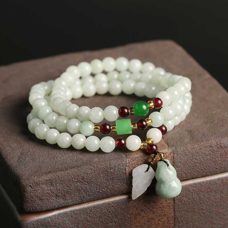 Buddha Stones Natural Jade Pixiu Gourd Abundance Bracelet - image 1