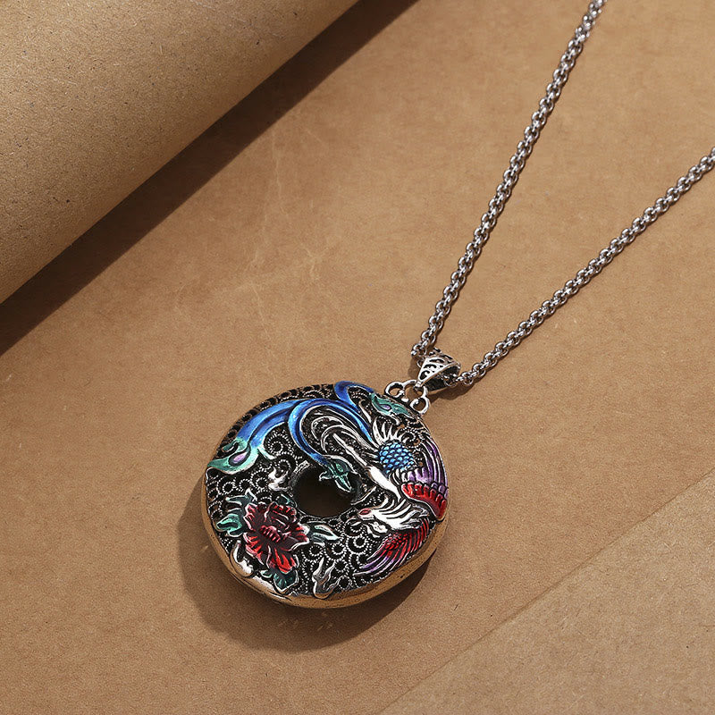 Buddha Stones Phoenix Peony Flower Luck Protection Necklace Pendant - image 7
