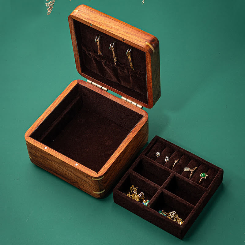 Antique Flower Leaf Handmade Rosewood Jewelry Storage Box Wooden Gift Organizer Box - image 2