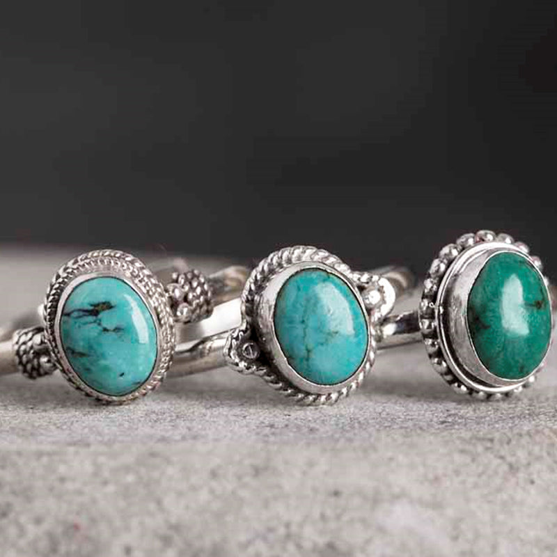 Buddha Stones 925 Sterling Silver Turquoise Wisdom Love Ring - image 1