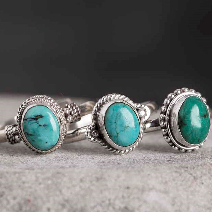 Buddha Stones 925 Sterling Silver Turquoise Wisdom Love Ring - image 1