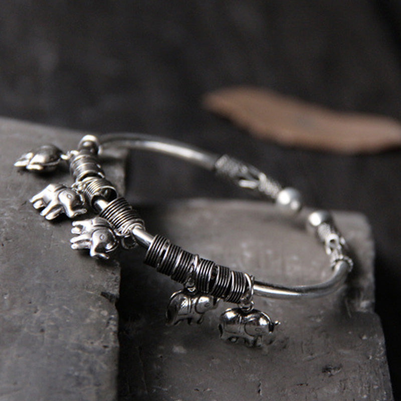 Buddha Stones 925 Sterling Silver Elephant Strength Bracelet Bangle - image 3