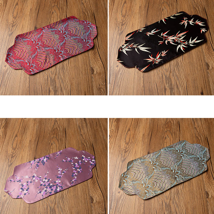 Buddha Stones Sea Wave Bamboo Plum Blossom Brocade Embroidery Cup Mat Pad Tea Cup Coaster Kung Fu Tea Mat - image 19