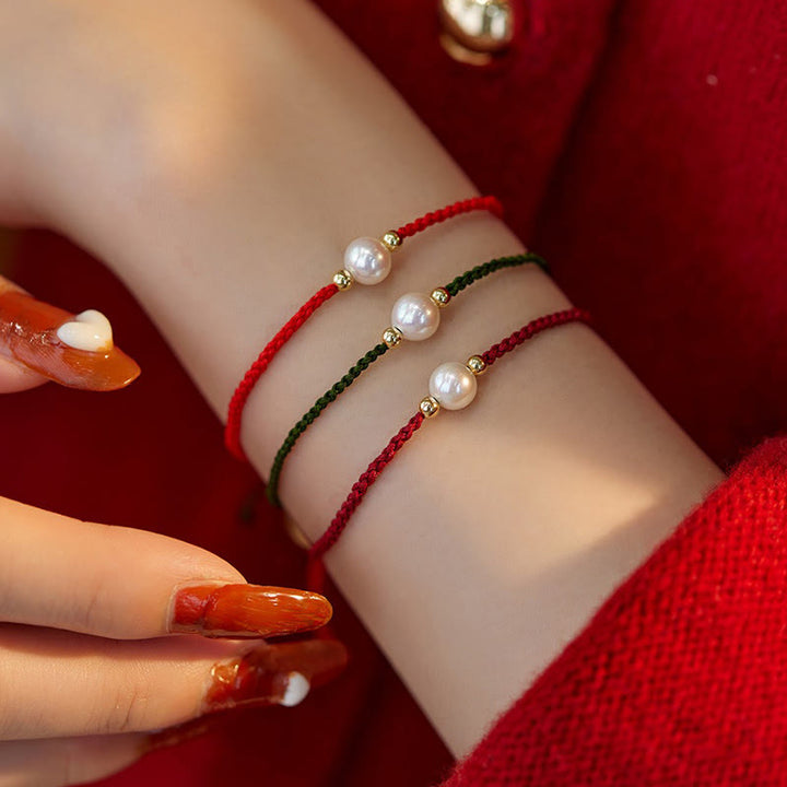 Buddha Stones Natural Pearl Bead Luck Braid String Bracelet - image 5