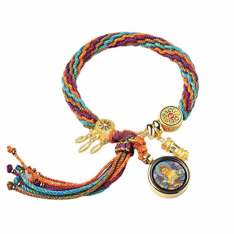 Buddha Stones Tibetan Luck Reincarnation Knot Prayer Wheel Dream Catcher Braid String Bracelet - image 3