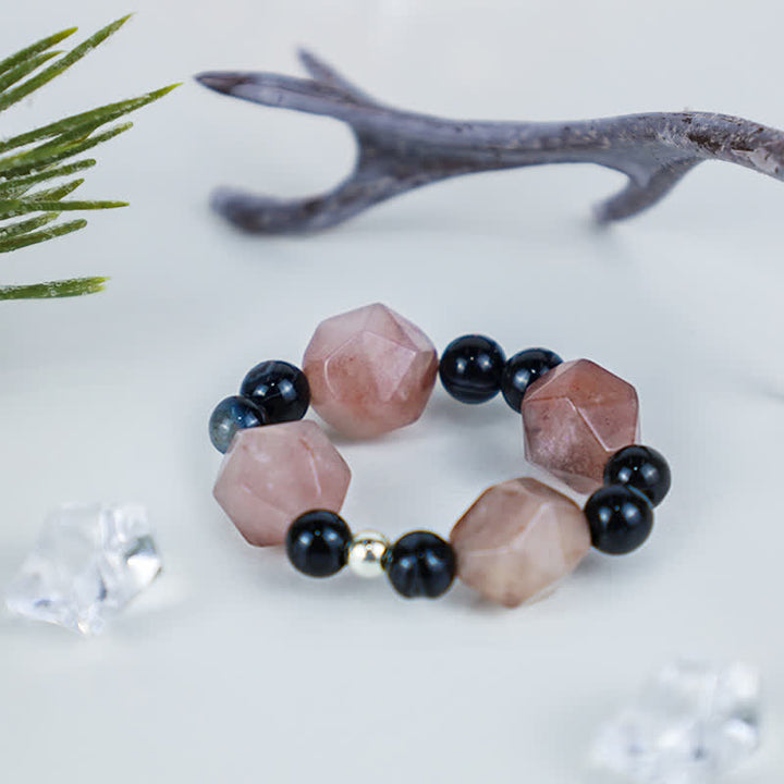 Buddha Stones Yin Yang Symbol Balance Luck Ring - Agate Beaded - image 5
