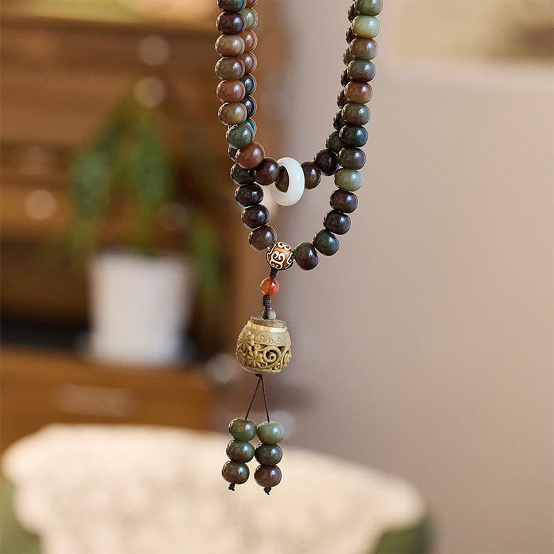 Buddha Stones 108 Mala Beads Dunhuang Color Bodhi Seed Dzi Bead Keep Away Evil Spirits Bracelet - image 6