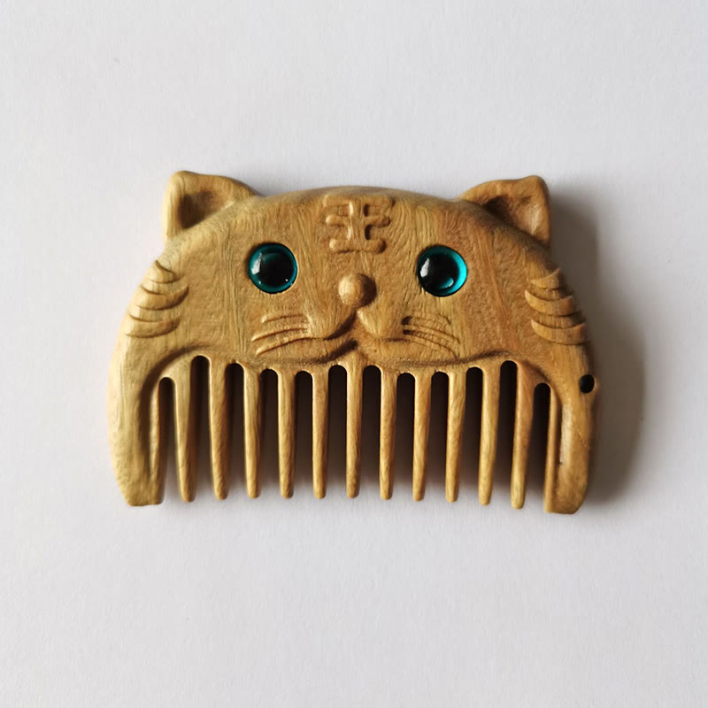 Chinese Zodiac Green Sandalwood Peace Mini Portable Comb - Green Sandalwood - Tiger - image 23