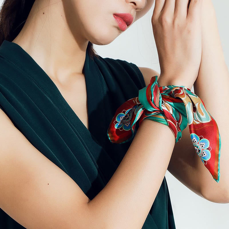 Buddha Stones Dunhuang Rebound Pipa Flying Frescoes 100% Mulberry Silk Scarf Premium Grade 6A Dunhuang Shawl - image 16