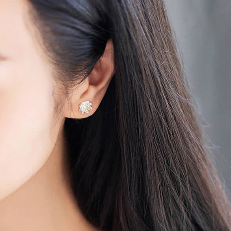 Buddha Stones 925 Sterling Silver Lotus Flower Balance Earrings - image 3