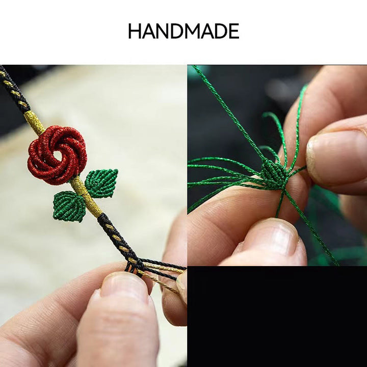 Buddha Stones Rose Flower Rope Eight Thread Peace Knot Luck Handmade Bracelet - image 4