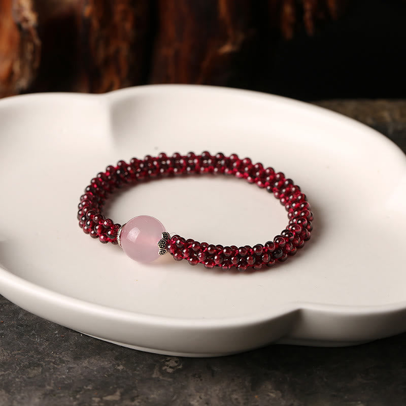 Buddha Stones Natural Garnet Pink Crystal Red Agate Amazonite Bead Protection Bracelet - image 4