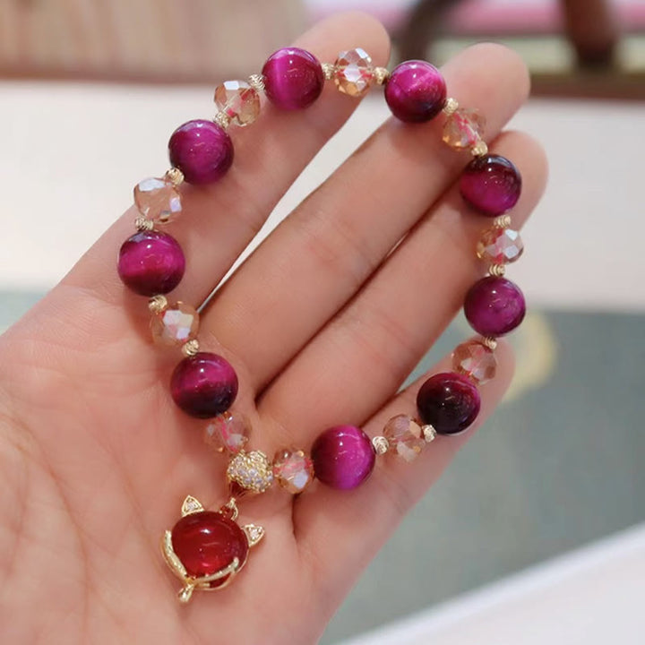 Buddha Stones Red Tiger Eye PiXiu Fox Protection Self Confidence Bracelet - image 6