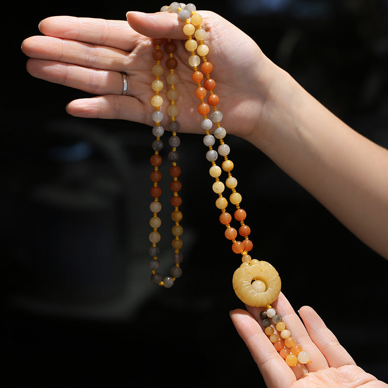 Buddha Stones Tibetan Golden Silk Jade Wealth Pendant Necklace - 3 - image 5