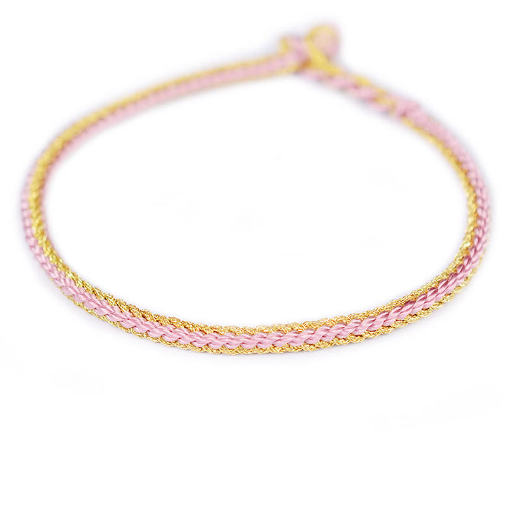 Buddha Stones Two-Color Rope Handcrafted Eight Thread Peace Knot Bracelet - Pink Gold(Wrist Circumference 17cm) - image 9