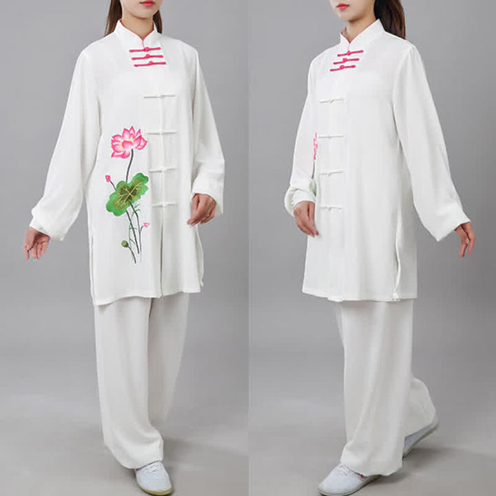 Buddha Stones Lotus Flower Leaf Pattern Tai Chi Meditation Prayer Spiritual Zen Practice Clothing Women's Set - image 16