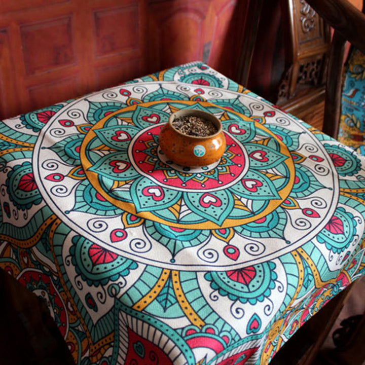 Boho Mandala Tablecloth Home Table Cover Decor - Green Mandala - image 5
