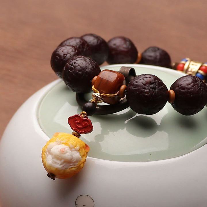 Buddha Stones Tibetan Bodhi Seed Agate Bead Luck Wealth Tassel Charm Wrist Mala - image 14