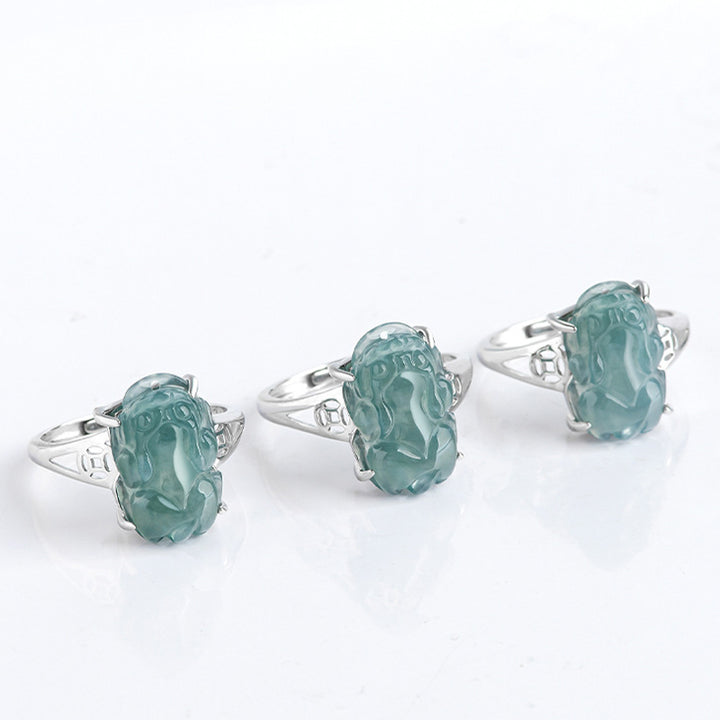 Buddha Stones 925 Sterling Silver Fengshui Wealth Prosperity Jade PiXiu Luck Ring - image 15