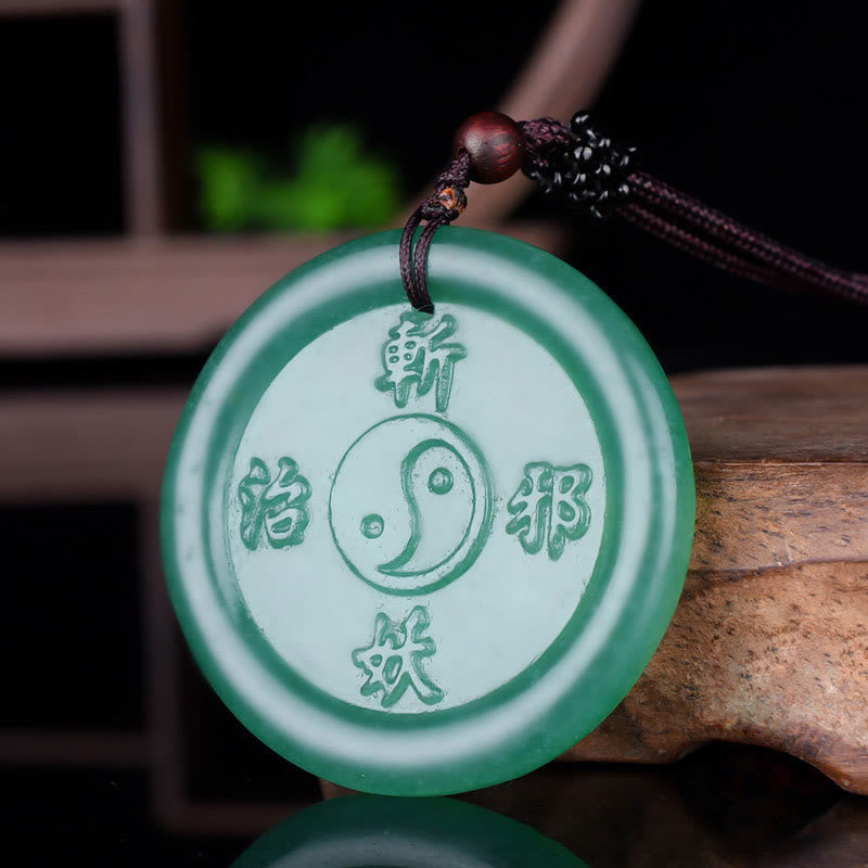 Buddha Stones Green Aventurine Yin Yang Balance Necklace Pendant - Green Aventurine(Luck♥Positivity) - image 0