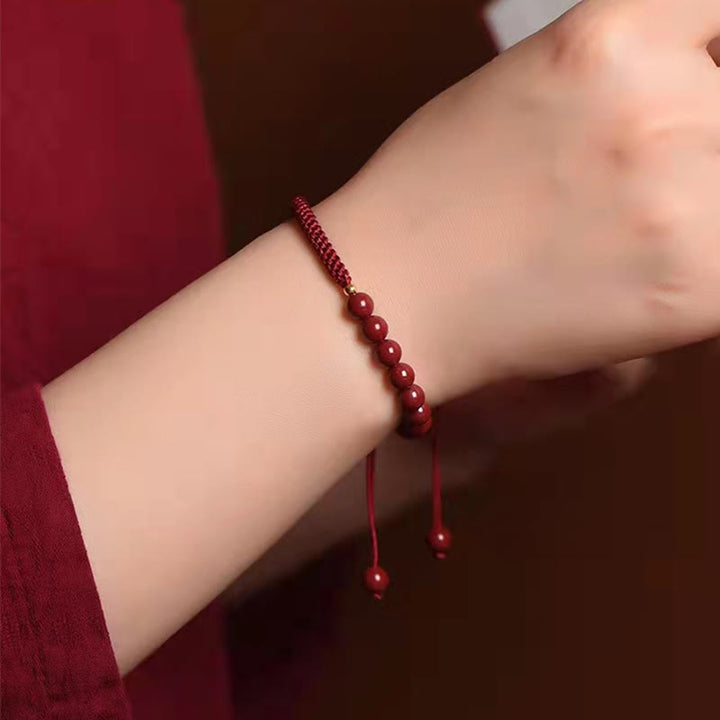 Buddha Stones Natural Cinnabar King Kong Knot Blessing String Bracelet - image 11
