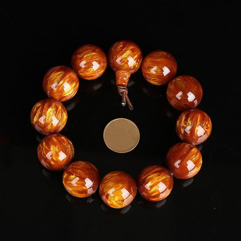Buddha Stones Golden Sea Willow Success Positive Bracelet Mala - 20mm - image 10