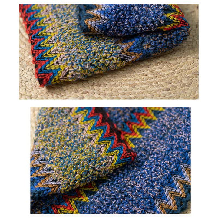 Buddha Stones Tibetan Shawl Soft Warm Knitting Cloak Winter Tibetan Tassel Scarf - image 18