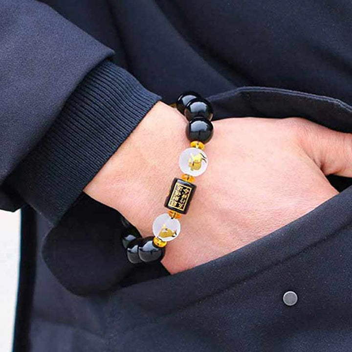 Buddha Stones Chinese Zodiac Feng Shui Obsidian Five-Element Wealth Porsperity Bracelet - image 12