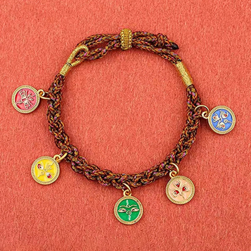 Buddha Stones Tibetan Five God Of Wealth Thangka Luck Braid String Bracelet - image 7