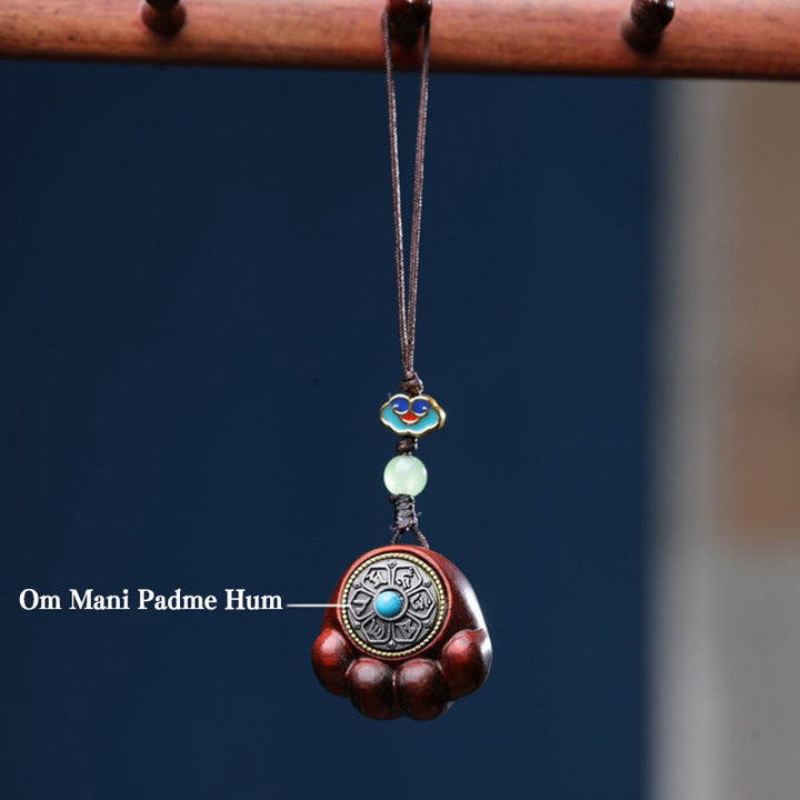 Buddha Stones Sandalwood Small Leaf Red Sandalwood Green Sandalwood Lucky Cat Paw Claw Om Mani Padme Hum Protection Phone Hanging Decoration - image 3