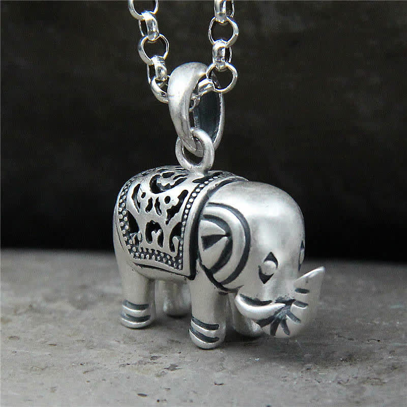 Buddha Stones 990 Sterling Silver Elephant Strength Necklace Pendant - 55cm-925 Sterling Silver Chain(Chain Only-Without Pendant) - image 0