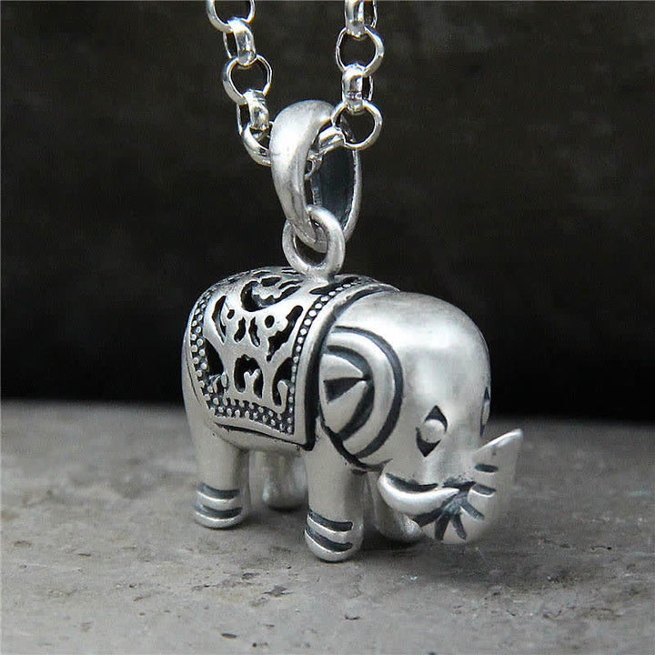 Buddha Stones 990 Sterling Silver Elephant Strength Necklace Pendant - 55cm-925 Sterling Silver Chain(Chain Only-Without Pendant) - image 0