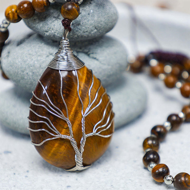 Buddha Stones Natural Tiger Eye Strength Beaded Pendant Necklace - image 3