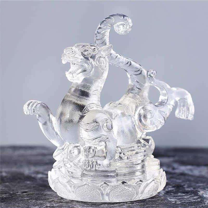 Buddha Stones Feng Shui Four Symbols Azure Dragon Handmade Liuli Crystal Art Piece Home Office Decoration - image 8