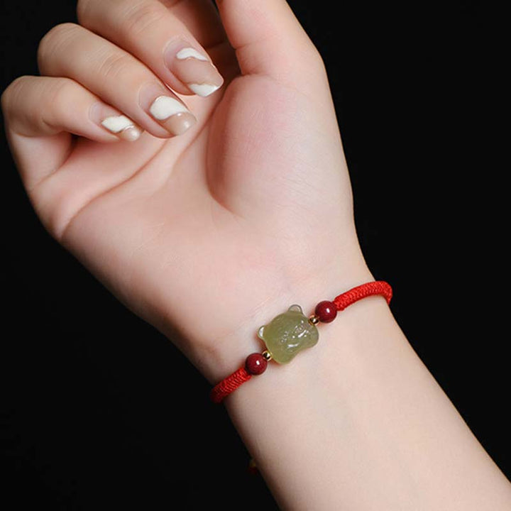 Buddha Stones Jade Cinnabar Lucky Tiger String Bracelet - image 4