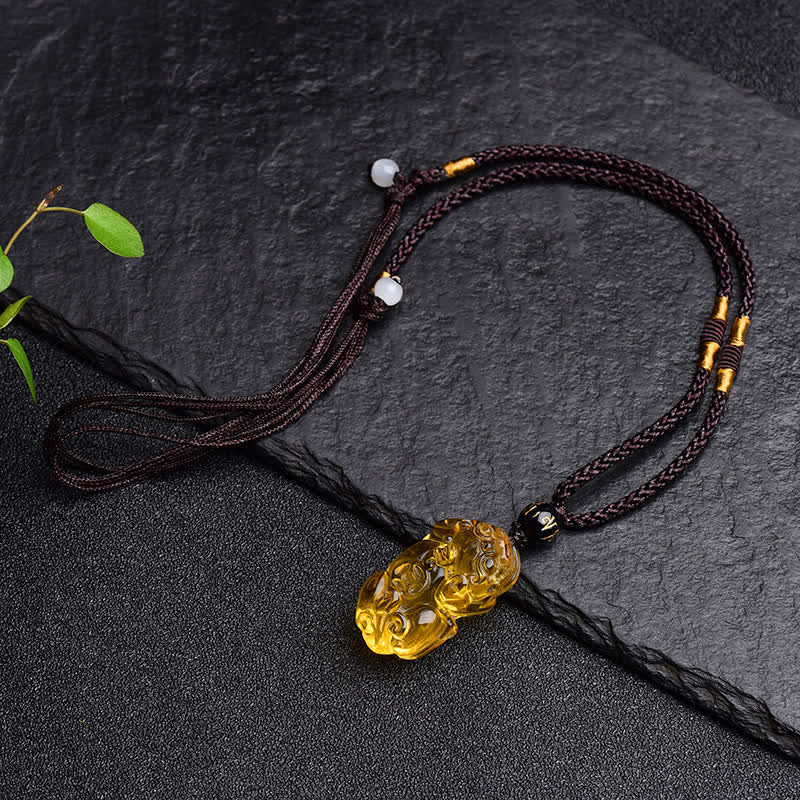 Buddha Stones FengShui Citrine PiXiu Wealth Necklace Pendant - image 8