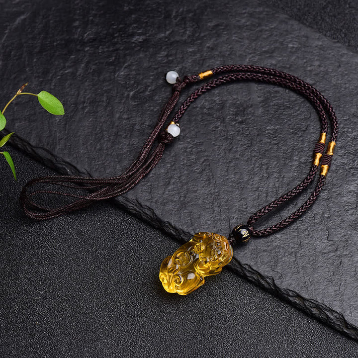 Buddha Stones FengShui Citrine PiXiu Wealth Necklace Pendant - image 8