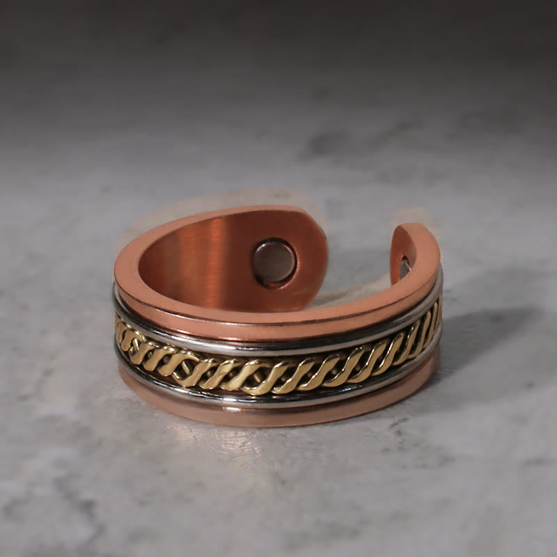 Buddha Stones Magnetic Copper Balance Adjustable Cuff Bracelet Bangle Ring - image 7