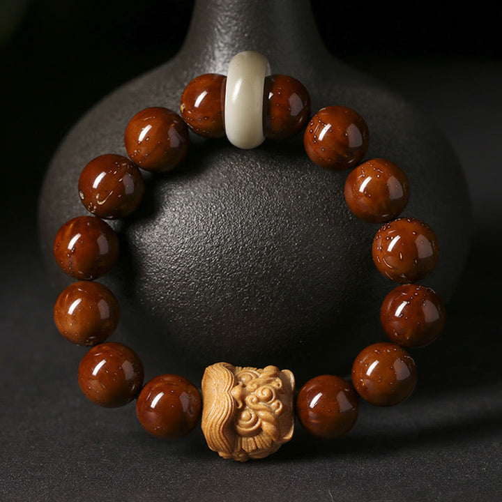 Buddha Stones Purple Bodhi Seed Dancing Lion Wisdom Bracelet - image 10