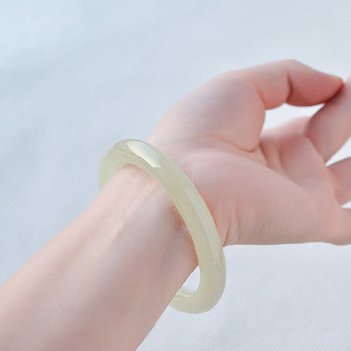 Buddha Stones Natural Afghanistan Jade Abundance Cuff Bracelet Bangle - image 4