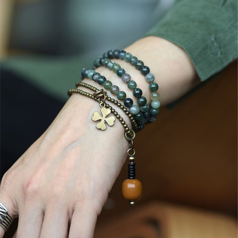 Buddha Stones Moss Agate Copper Lucky Multilayer Bracelet - 18cm - image 0